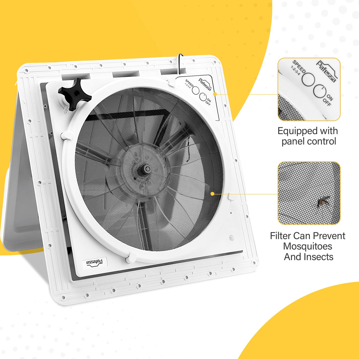 14” RV Roof Vent Fan 4 Speed Reversible 12V Manual White Dome M2261
