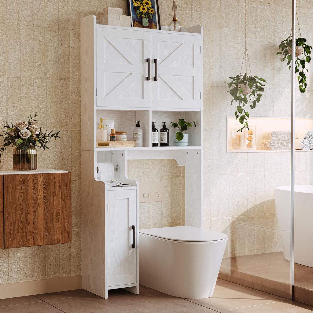 White Over The Toilet Storage Cabinet with Adjustable Shelves A169871