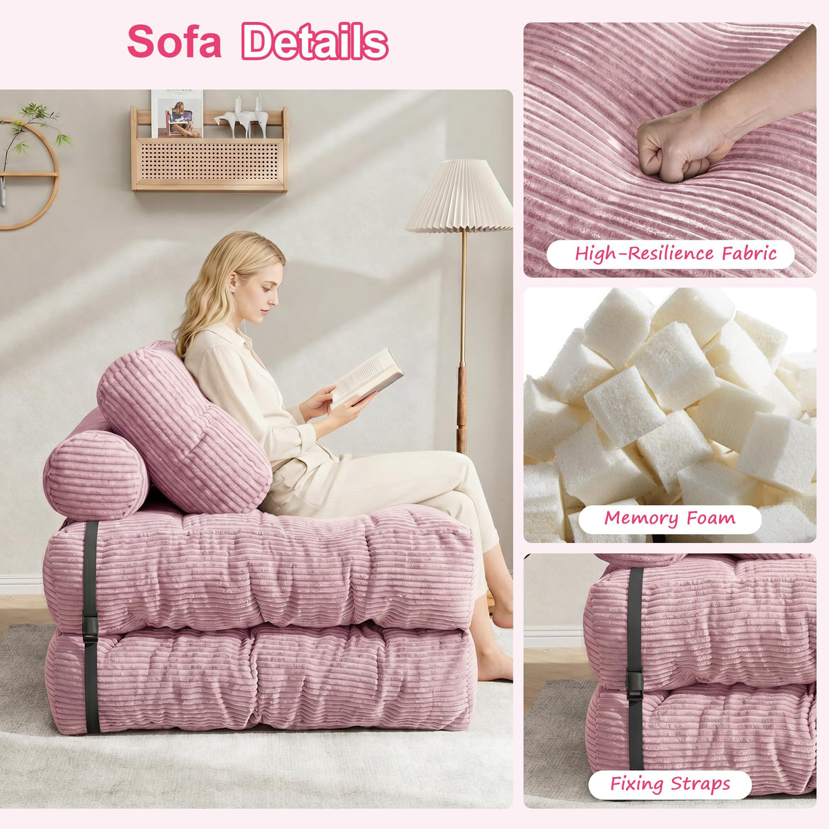 3-in-1 Folding Sofa Bed Convertible Futon Chair K6630