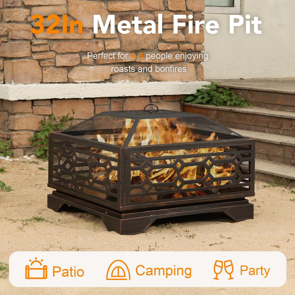 32 Inch Wood Burning Outdoor Fire Pit D951