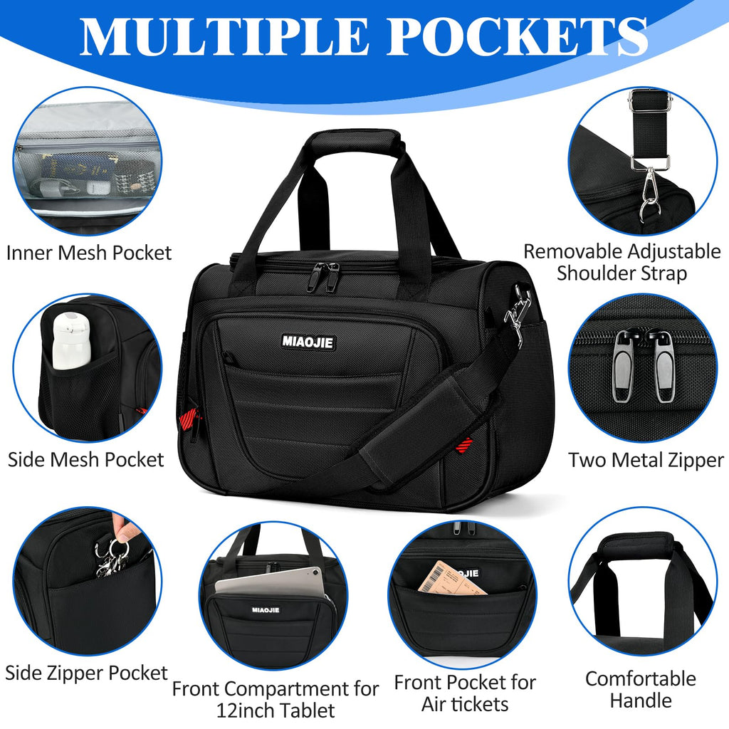 16 IN Black Underseat Carry On Luggage Bag T9174