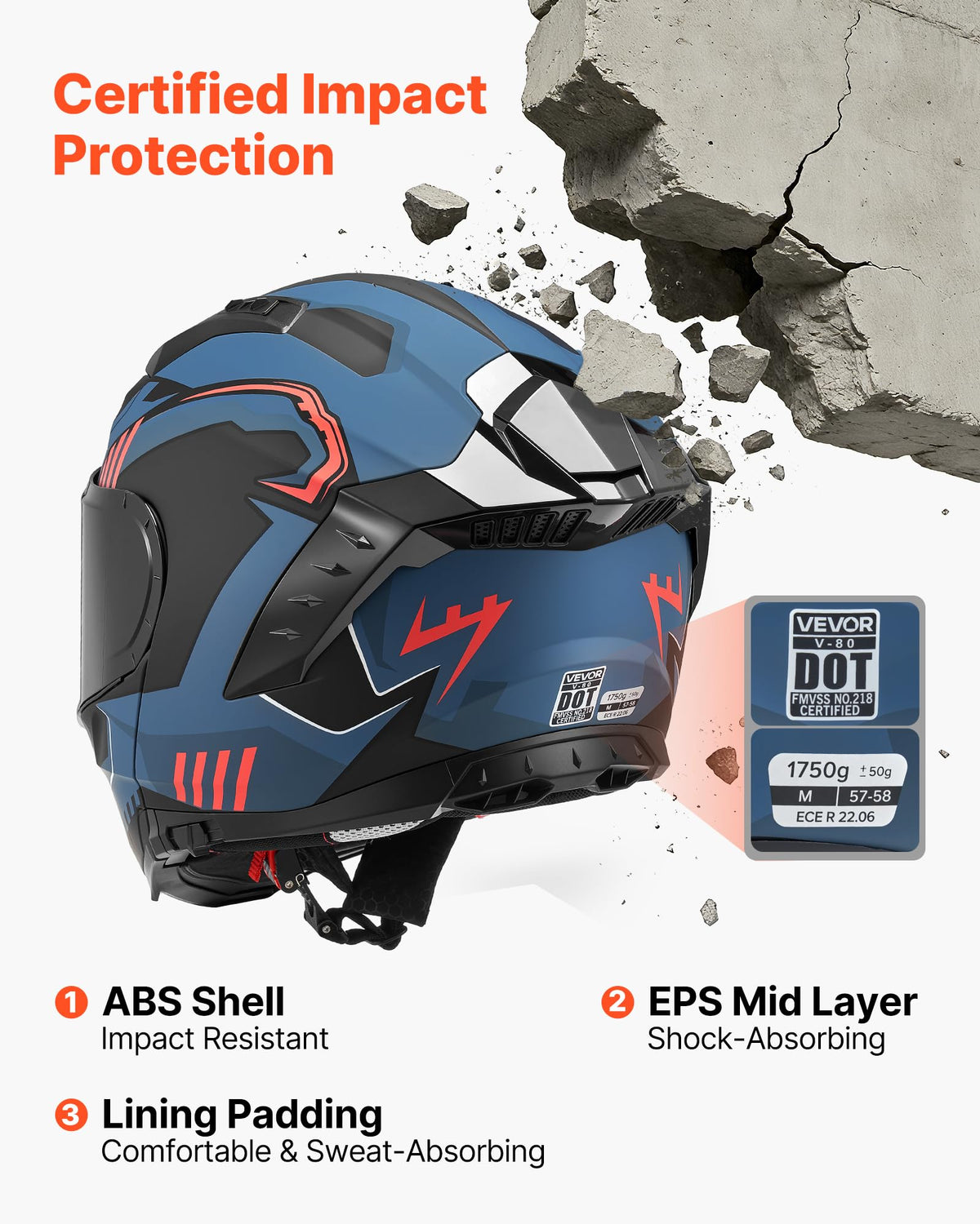 DOT Approved Adult Motocross Helmet with Clear Visor E7049