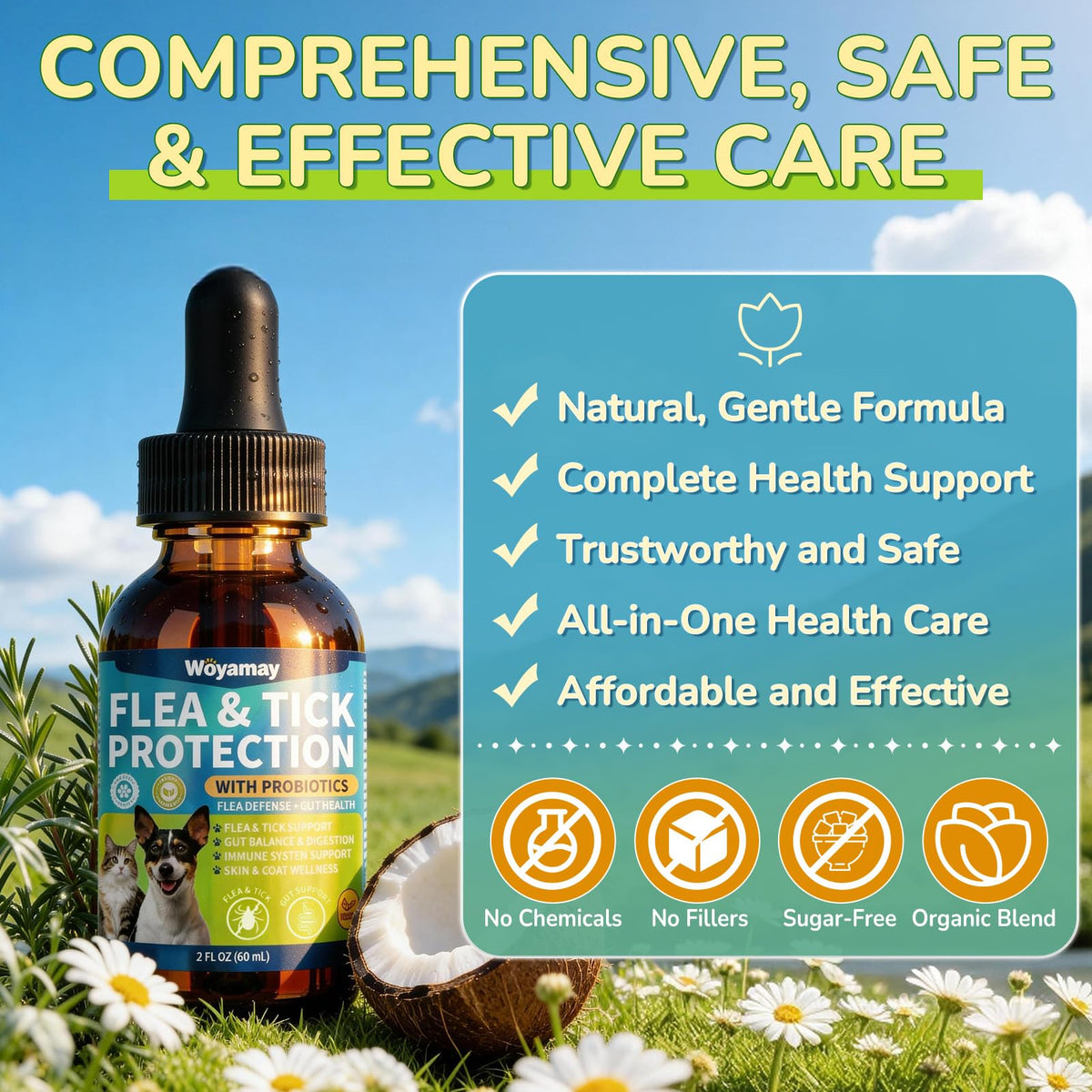 Flea and Tick Prevention Drops with Probiotics H678