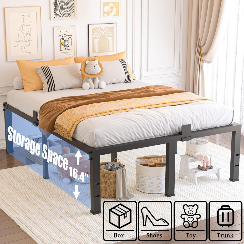 Queen Size 18 inch Heavy Duty Metal Platform Bed Frame V96361