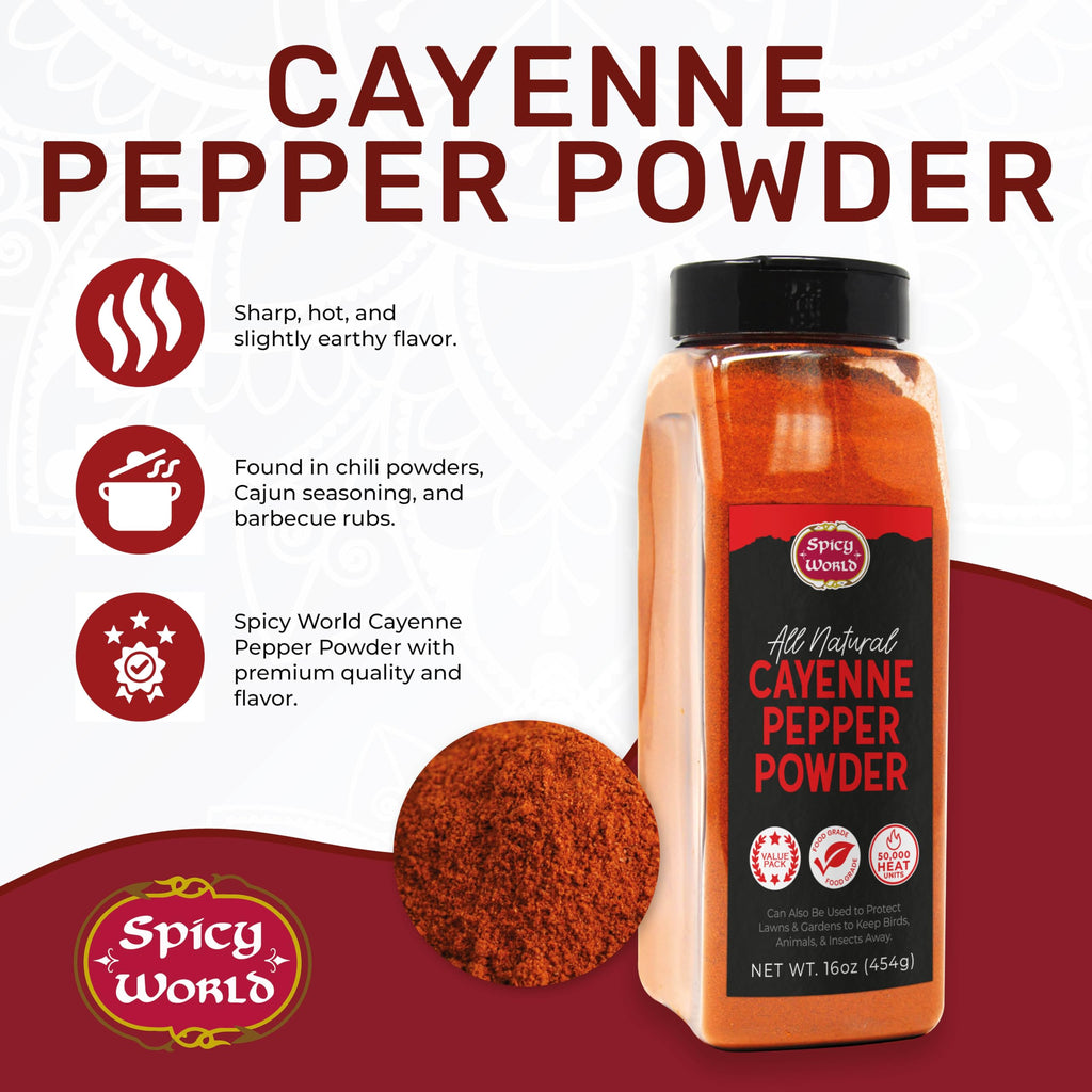 Cayenne Pepper Powder 16oz Jar 50,000 SHU Gluten Free N732