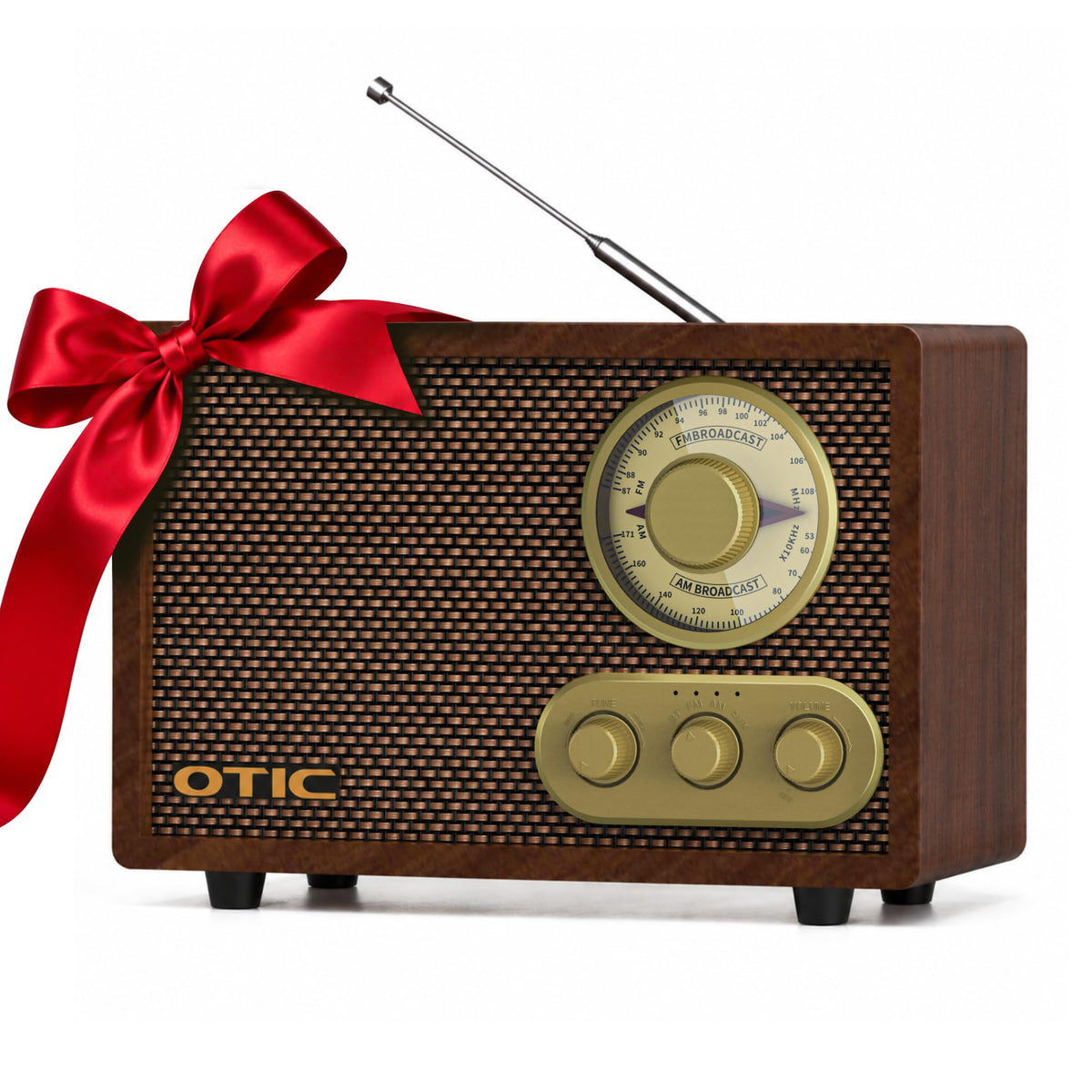 Vintage Wood AM/FM Bluetooth Radio with Speakers C959