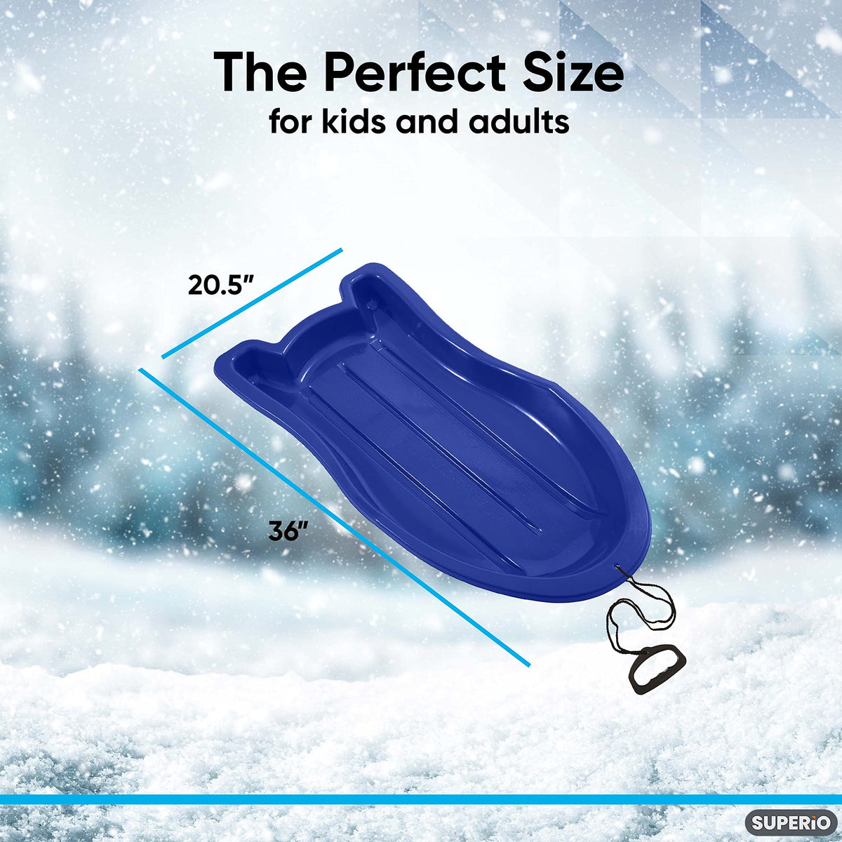 3 Pack Plastic Toboggan Snow Sled with Pull Ropes and Handles G48955