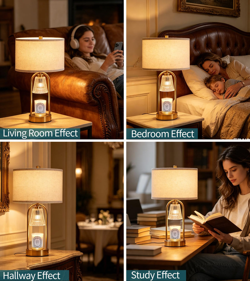 2 in 1 Gold Candle Warmer and Table Lamp N87367