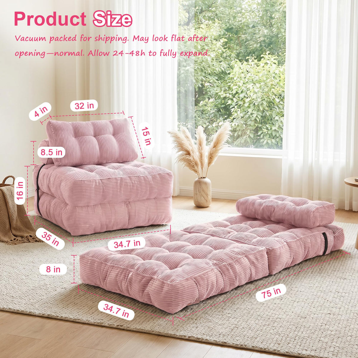 3-in-1 Folding Sofa Bed Convertible Futon Chair K6630