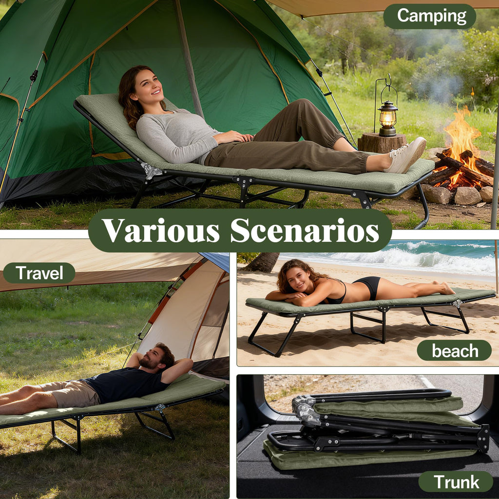 Camping Cot with Mattress Portable Folding Double Layer 1200D A19405