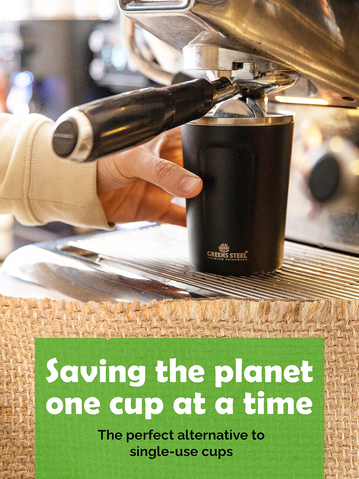 16 oz Black Stainless Steel Insulated Coffee Cup with Lid and Handle R43483